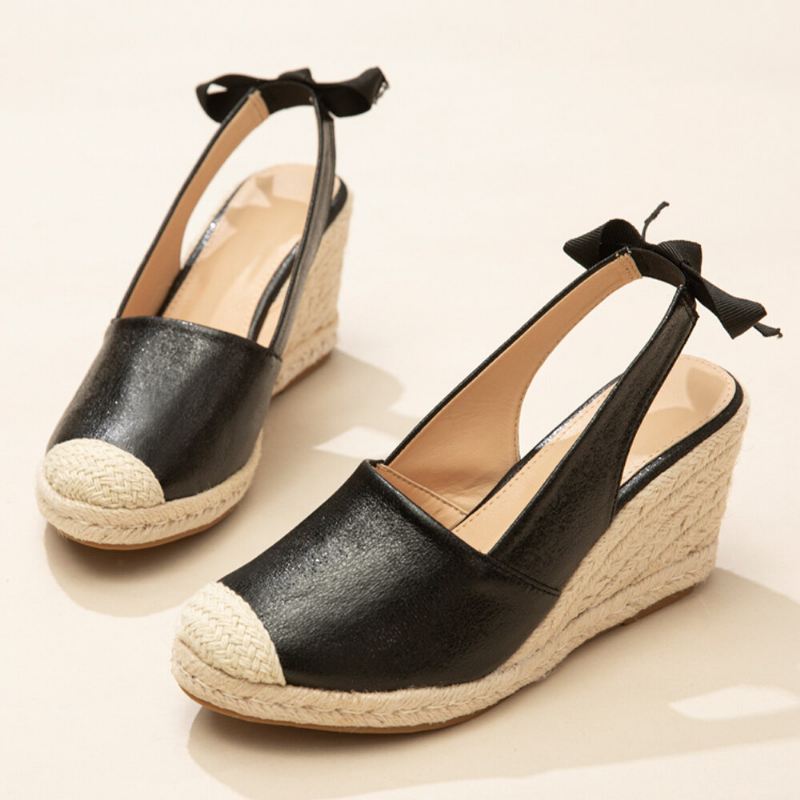 Naisten Umpikärkiset Rusettikoriste Elastinen Luistaa Päälle Espadrille Wedges Sandaalit