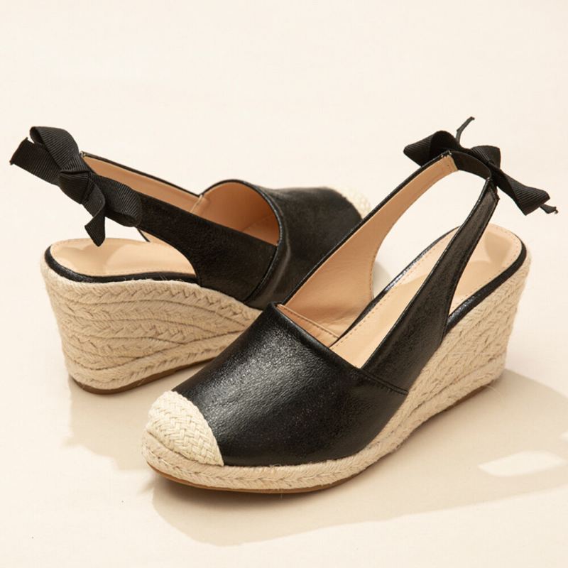 Naisten Umpikärkiset Rusettikoriste Elastinen Luistaa Päälle Espadrille Wedges Sandaalit