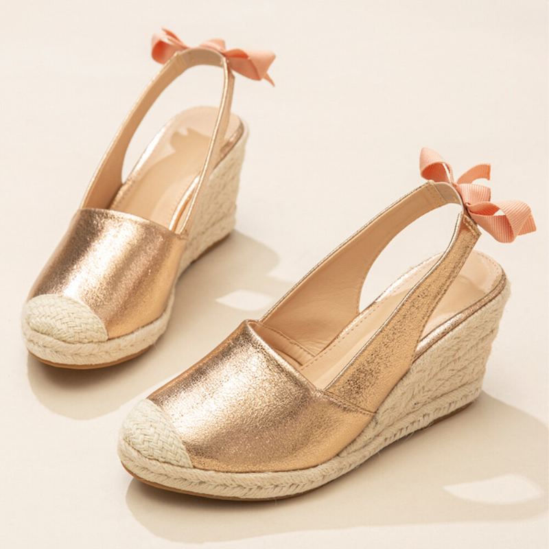 Naisten Umpikärkiset Rusettikoriste Elastinen Luistaa Päälle Espadrille Wedges Sandaalit