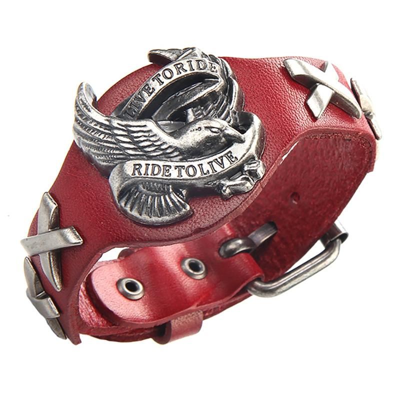 Punk Aito Nahkainen Ranneke Rannerengas Metalliseos Eagle Rannekoru Miehille Naiset