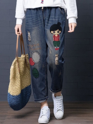 Sarjakuvakirjonta Ontto Kiristysnyöri Vyötäröllä Denim Farkut
