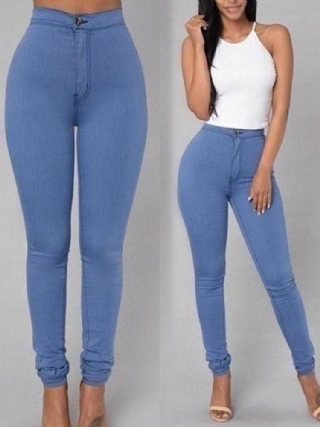 Solid Casual Skinny High Waist Pitkät Farkut