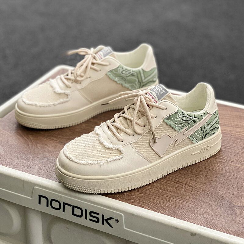 Miesten Canvas Patchwork Lace Up Tyylikkäät Causal Skate-kengät