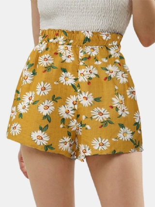 Daisy Print Korkeavyötäröiset Naisten Vapaat Shortsit