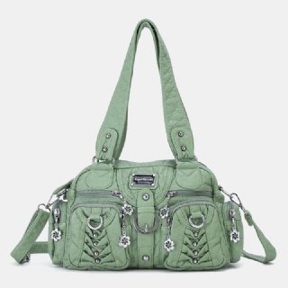 Angel Kiss Naisten Pu Nahka Multi-carry Yksivärinen Muoti Rento Olkalaukku Crossbody Bag Käsilaukku
