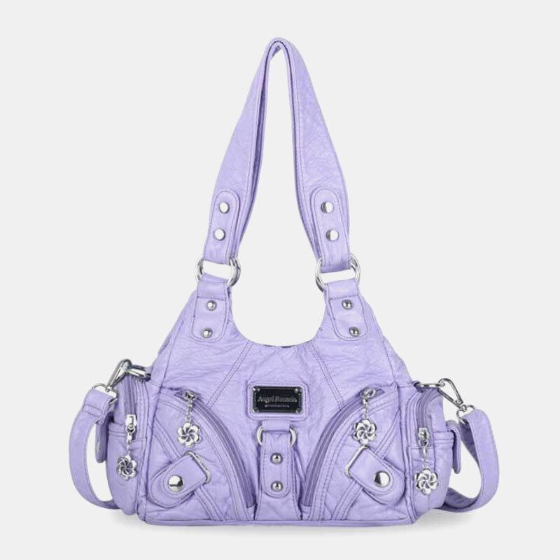 Angel Kiss Naisten Pu Nahka Vintage Monitaskuinen Cabriolet Varkaudenesto Crossbody Laukku Olkalaukku Käsilaukku