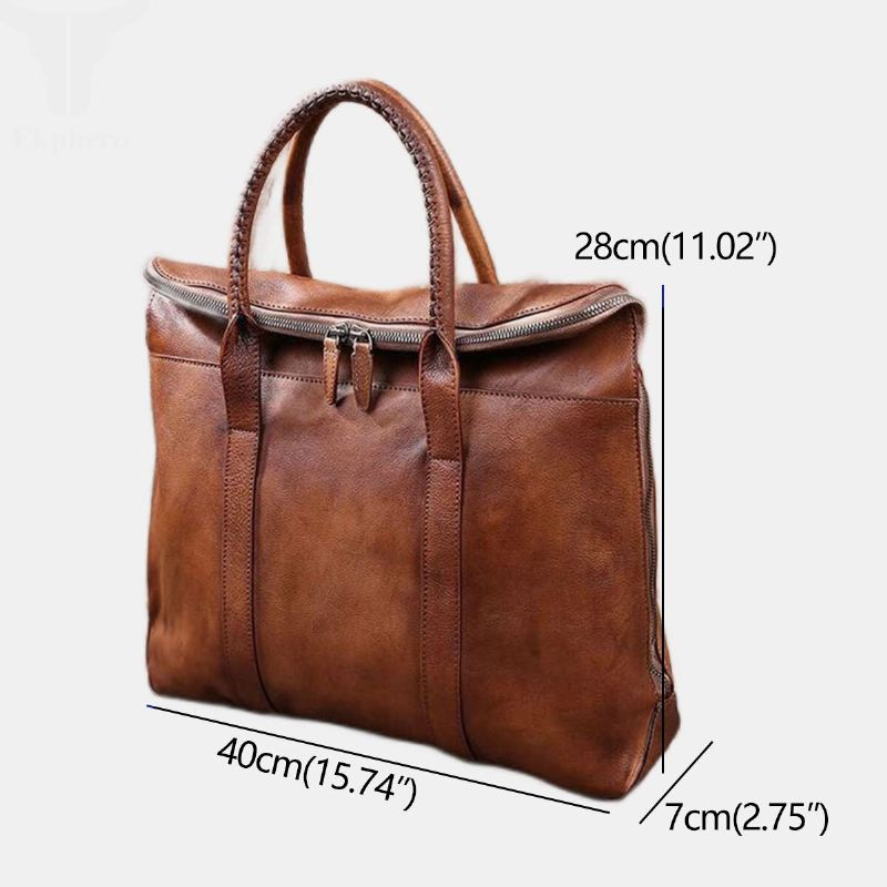 Miesten Aitoa Nahkaa Oleva Retro-monitaskuinen 15.6 Tuuman Kannettavan Tietokoneen Laukku Salkku Business-käsilaukku Crossbody-laukku