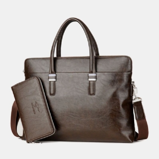 Miesten Business Suuri Kapasiteetti Vedenpitävä Yksivärinen Crossbody Bag Käsilaukku
