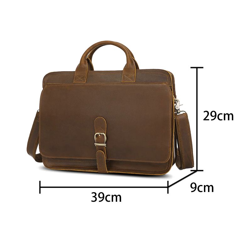 Miesten Keinonahka Vintage Salkku Monitoiminen Suuri Kapasiteetti Järjestäjä Tietokone Käsilaukku Crossbody Bag