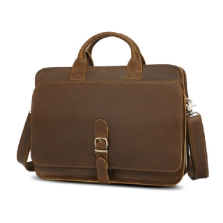 Miesten Keinonahka Vintage Salkku Monitoiminen Suuri Kapasiteetti Järjestäjä Tietokone Käsilaukku Crossbody Bag