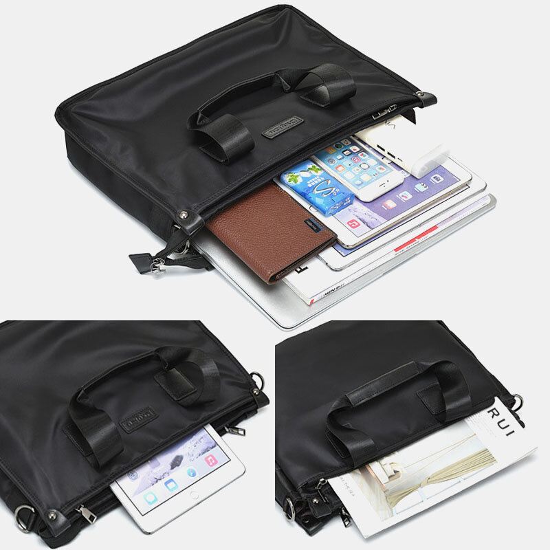 Miesten Nylon Vedenpitävä 14 Tuuman Kannettavan Tietokoneen Laukku Monikerroksinen Salkut Käsilaukku Crossbody Laukku
