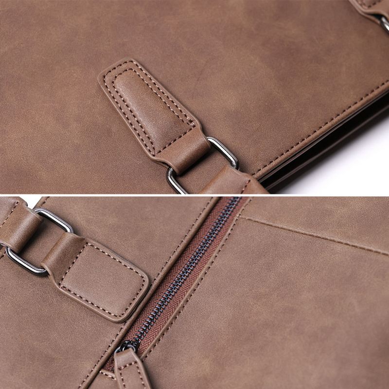 Miesten Tekonahka Retro Business Suuren Kapasiteetin Salkku Monitoiminen Tietokoneen Käsilaukku Messenger Bag