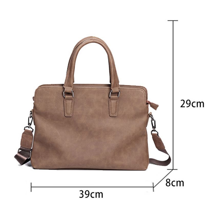 Miesten Tekonahka Retro Business Suuren Kapasiteetin Salkku Monitoiminen Tietokoneen Käsilaukku Messenger Bag