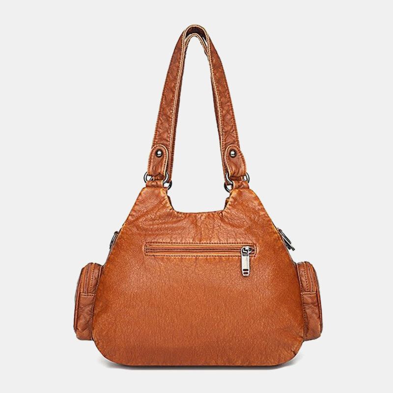 Naiset Pu Nahka Suuri Tilavuus Monitaskuinen Niitti Koriste Retro Pehmeä Kangas Käsilaukut Crossbody Laukut