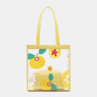 Naisten 2kpl Vedenpitävä Läpinäkyvä Printti Fruit Pvc Multi-carry Käsilaukku