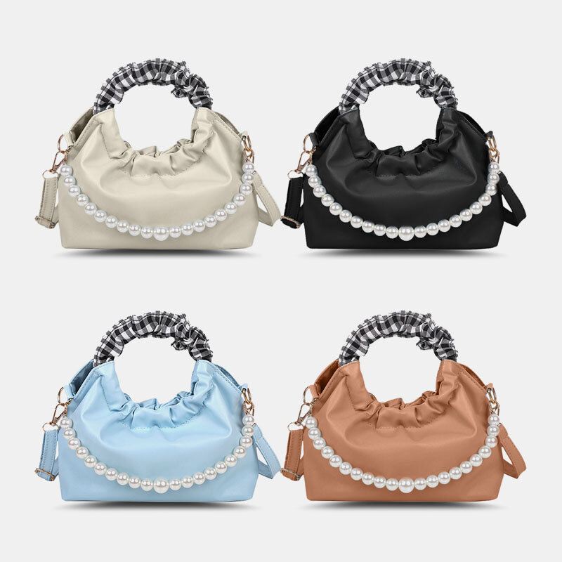 Naisten Helmiä Ketju Laskostettu Tasku Design Käsilaukku Irrotettava Olkahihna Kainalolaukku Olkalaukku Crossbody Bag