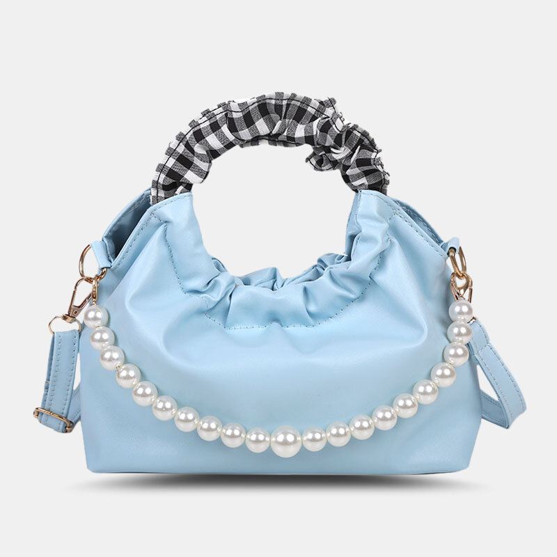Naisten Helmiä Ketju Laskostettu Tasku Design Käsilaukku Irrotettava Olkahihna Kainalolaukku Olkalaukku Crossbody Bag