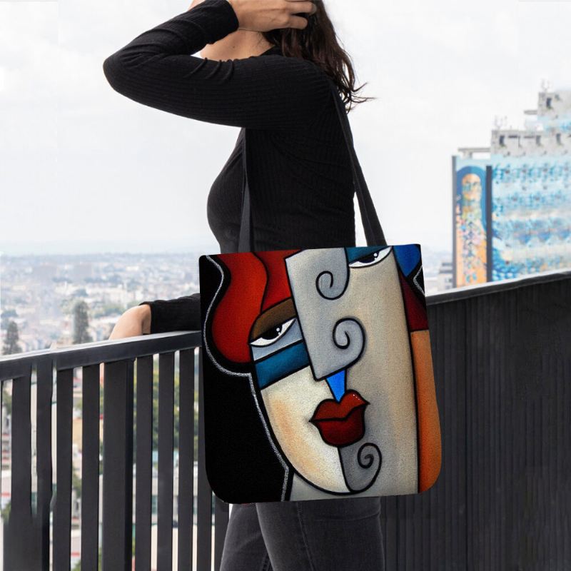 Naisten Huopa Picasso-tyylinen Monivärinen Sarjakuvahahmotulostus Käsilaukku Olkalaukku Kanta