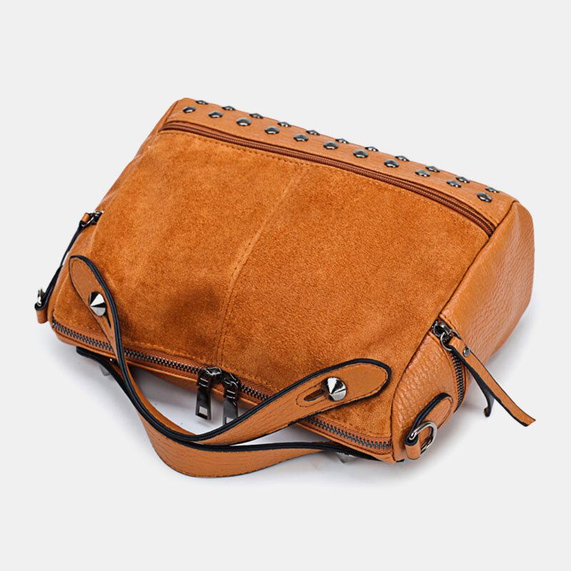 Naisten Niitti Vintage Pu-nahkainen Monitoimilaukku Crossbody Laukku Olkalaukku Käsilaukku