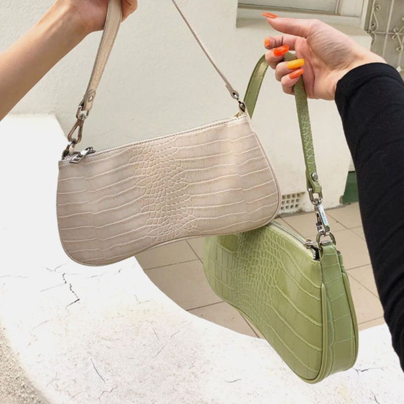Naisten Pu Ranskalainen Avocado Stick Laukku Pieni Crowd Bag Vintage Krokotiilikuvioinen Naisten Laukku Yksi Olka Ranskalainen Kainalolaukku Käsilaukut