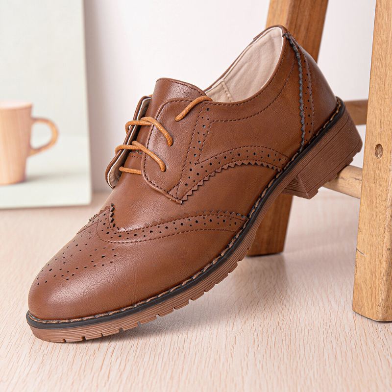 Naisten Nauhaiset Mukavat Monipuoliset Toimistokengät Retro Oxfords Litteät Kengät