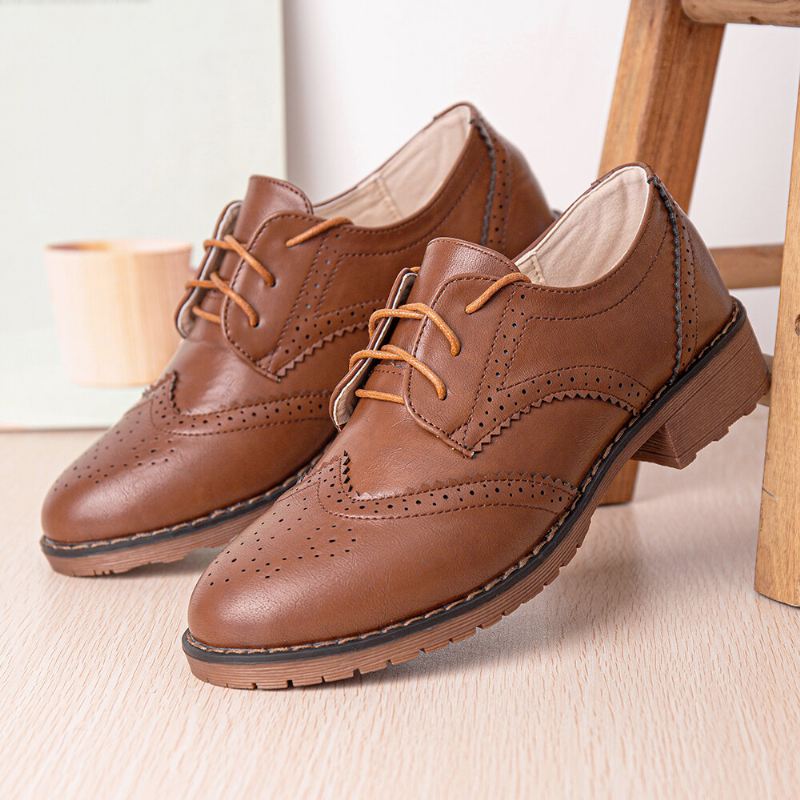 Naisten Nauhaiset Mukavat Monipuoliset Toimistokengät Retro Oxfords Litteät Kengät
