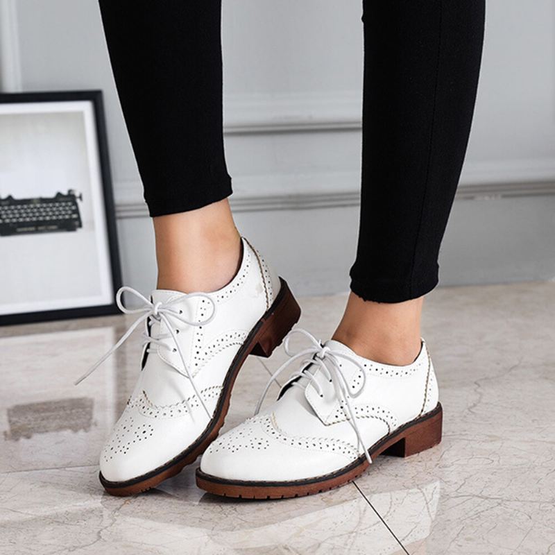 Naisten Nauhaiset Mukavat Monipuoliset Toimistokengät Retro Oxfords Litteät Kengät