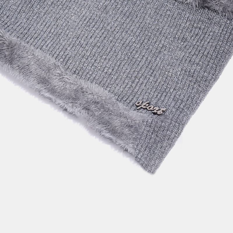 2 Kpl Miesten Talvi Plus Velvet Lämmin Cashmere Bonnet Neulotut Lippalakit Huivi Naamio Outdoor Wild Joustava Säädettävä Tuulenpitävä Pipo Skull Hat