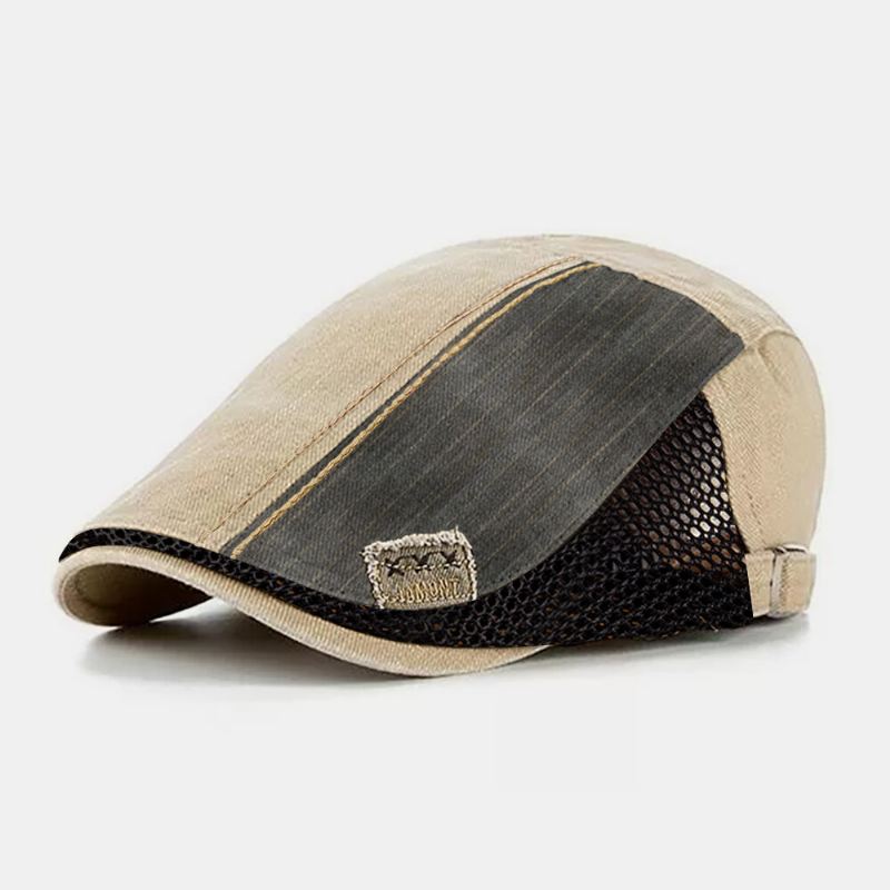 Collrown Miesten Mesh Baretti Lippalakki Patchwork Kontrasti Väri Kangas Etiketti Hengittävä Rento Litteä Hattu