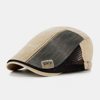 Collrown Miesten Mesh Baretti Lippalakki Patchwork Kontrasti Väri Kangas Etiketti Hengittävä Rento Litteä Hattu