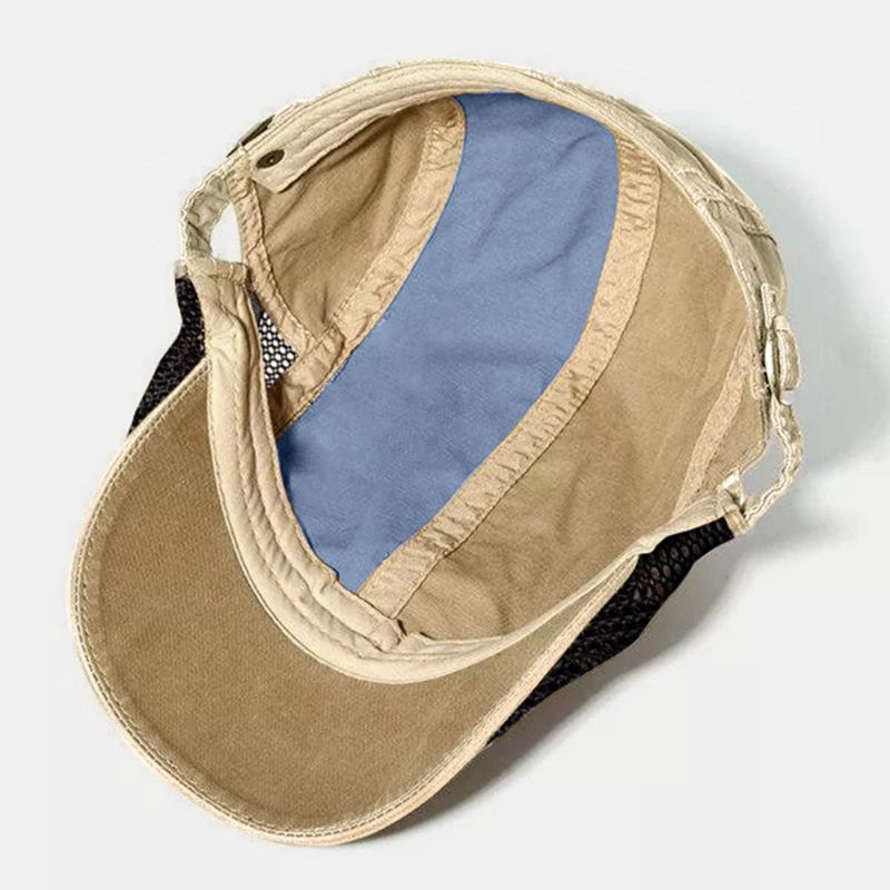 Collrown Miesten Patchwork Barettilakki Puuvillaverkko Hengittävä Säädettävä Kontrasti Väri Casual Litteä Korkki Kuljettajan Hattu