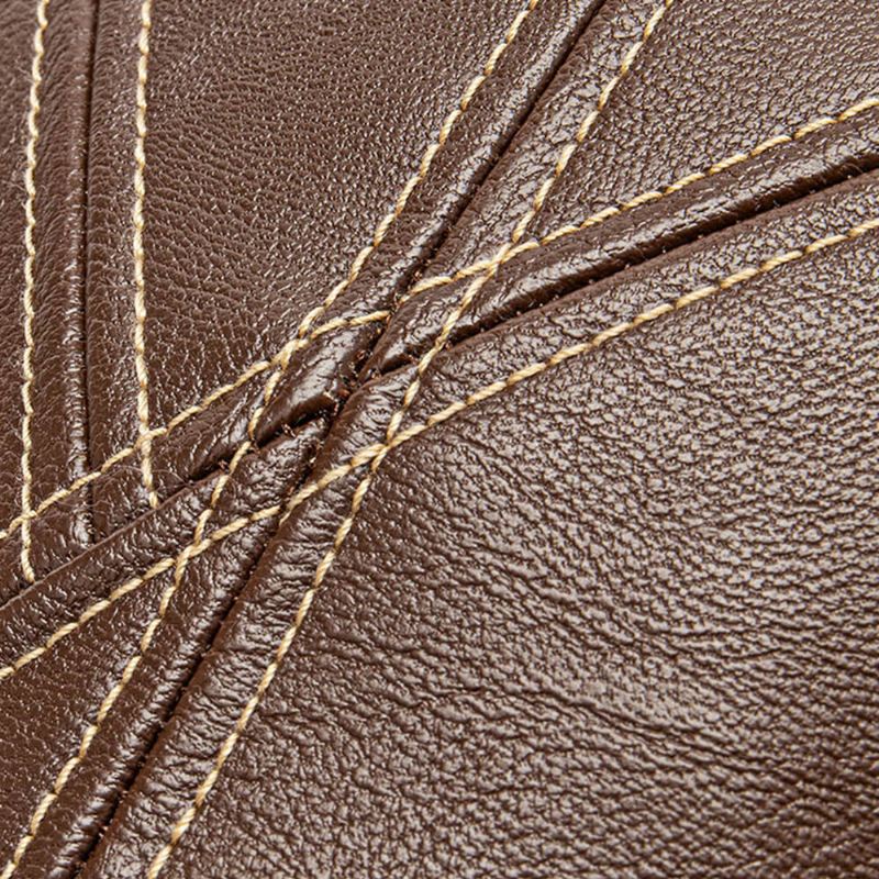 Collrown Miesten Pu Nahka Stitch Stripes Baretti Lippalakki Retro Säädettävä Laadukas Newsboy Cap Litteä Lippalakki