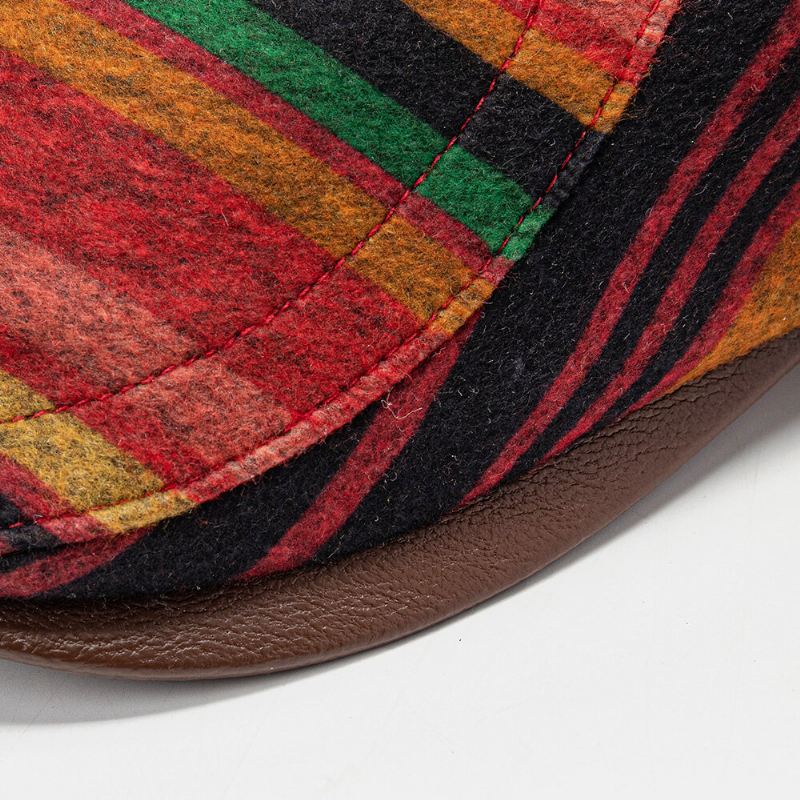 Collrown Unisex Pu Nahkaompeleet Värilliset Raidat Baretit Ulkokäyttöön Casual Visiiri Anti-uv Tasainen Hattu