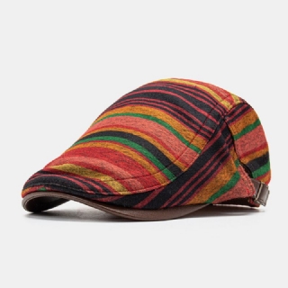 Collrown Unisex Pu Nahkaompeleet Värilliset Raidat Baretit Ulkokäyttöön Casual Visiiri Anti-uv Tasainen Hattu