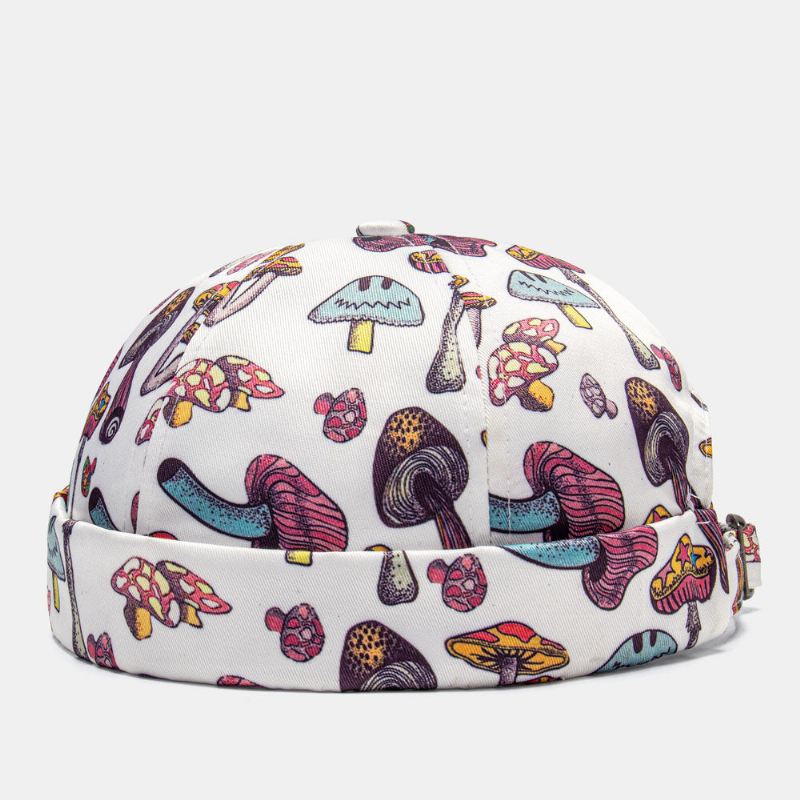 Collrown Unisex Värillinen Sienipeittokuvio Muotipersoonallisuus Brimless Beanie Landlord Cap Skull Cap