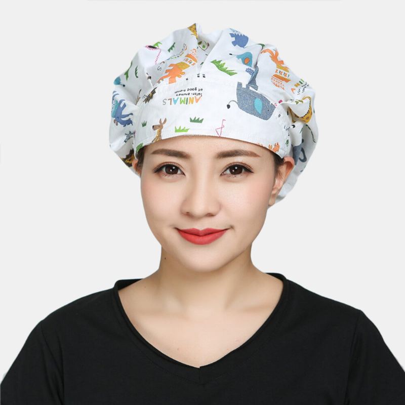 Kirurgiset Lippalakit Scrub Cap Puuvillakankaasta Sairaanhoitajan Hattu