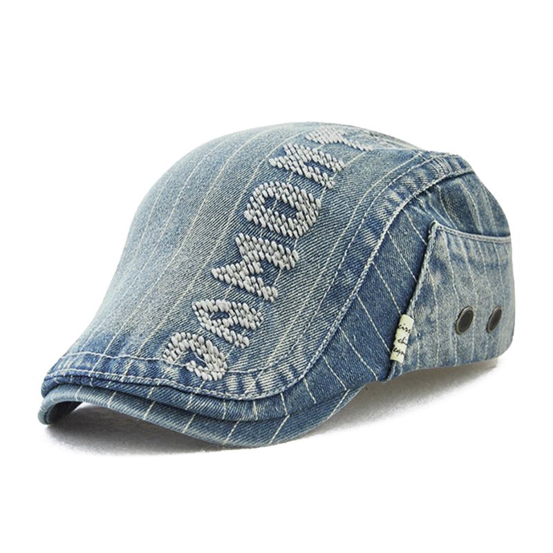 Miehet Made-old Denim Kirje Patchwork Aurinkoverho Eteenpäin Hattu Baretti Hattu Litteä Hattu