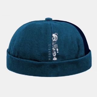 Miehet Naiset Puuvilla Robotti Bear Printing Patchwork Luova Muoti Street Trend Brimless Beanie Landlord Cap Skull Cap
