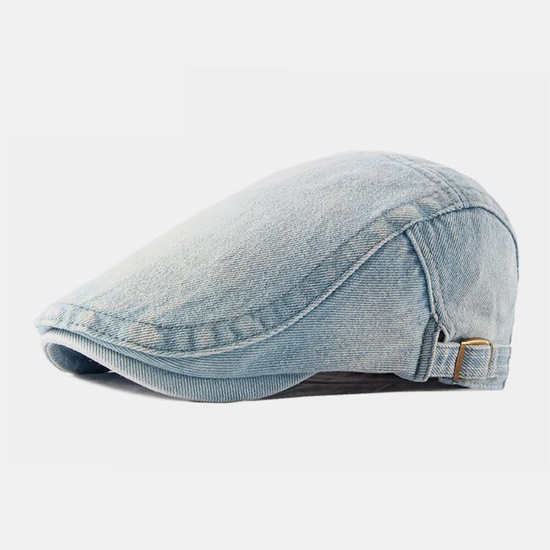 Miehet Pesty Denim Made-vanha Rento Retro Kuljettaja Litteä Hattu Eteenpäin Hattu Barettihattu