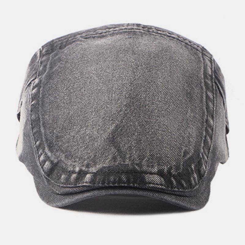 Miehet Pesty Denim Made-vanha Rento Retro Kuljettaja Litteä Hattu Eteenpäin Hattu Barettihattu
