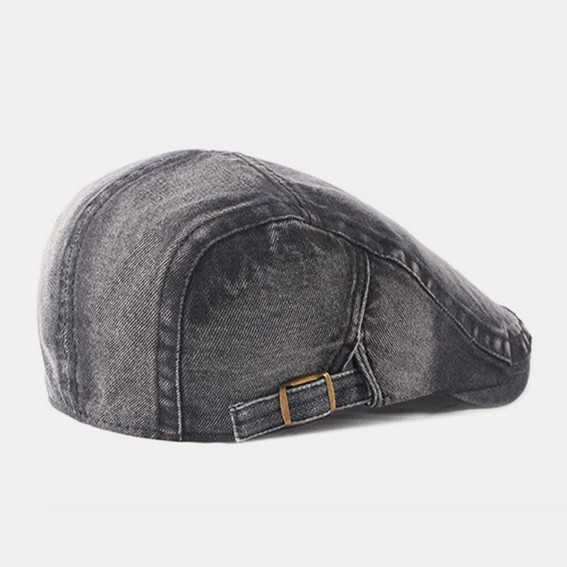 Miehet Pesty Denim Made-vanha Rento Retro Kuljettaja Litteä Hattu Eteenpäin Hattu Barettihattu