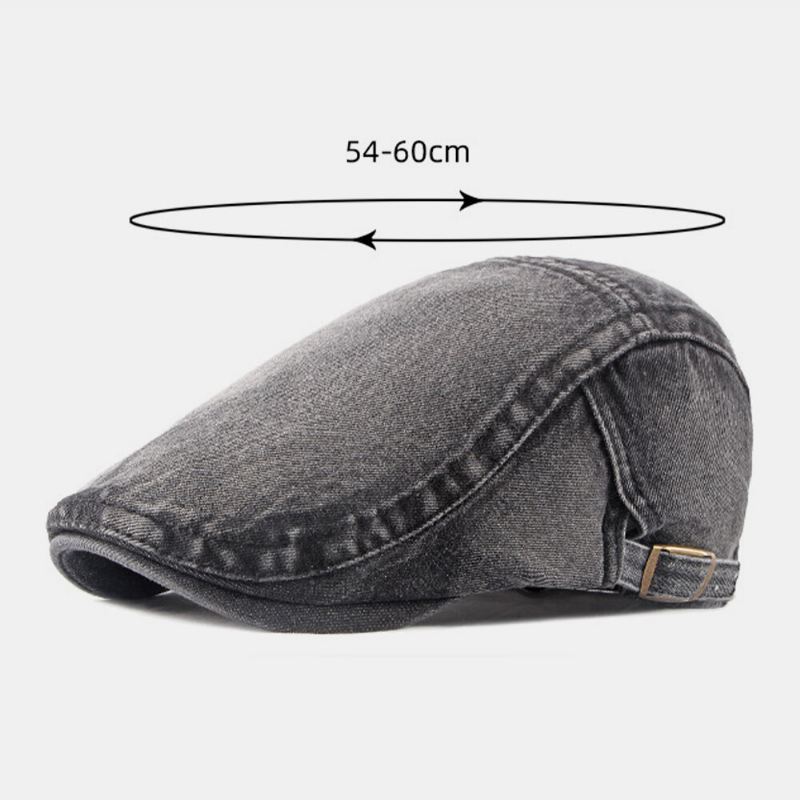 Miehet Pesty Denim Made-vanha Rento Retro Kuljettaja Litteä Hattu Eteenpäin Hattu Barettihattu