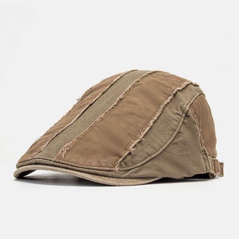 Miehet Vanha Patchwork Litteä Hattu Brittiläinen Retro Simple Newsboy Hat Ivy Cap Forward Cap Baret Cap