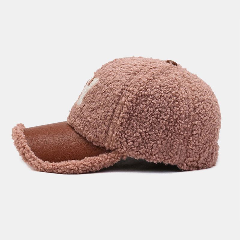 Miesten Baseball-lippis Lamb Pehmo Pu Patchwork Väri Kontrasti Syksy Talvi Lämpö Sanomalehti Lippikset Naisille