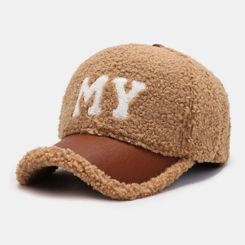 Miesten Baseball-lippis Lamb Pehmo Pu Patchwork Väri Kontrasti Syksy Talvi Lämpö Sanomalehti Lippikset Naisille