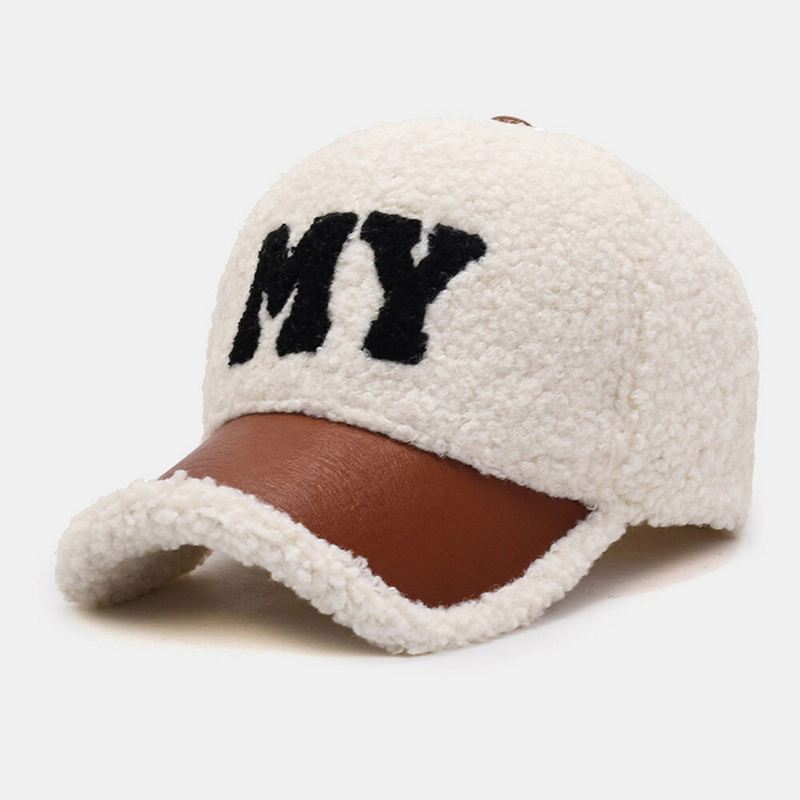 Miesten Baseball-lippis Lamb Pehmo Pu Patchwork Väri Kontrasti Syksy Talvi Lämpö Sanomalehti Lippikset Naisille