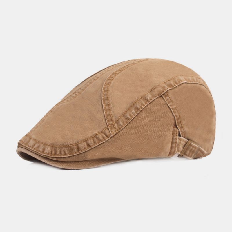 Miesten Cotton Baret Cap Yksivärinen Rento Aurinkovarjo Eteenpäin Hattu Litteä Lippalakki