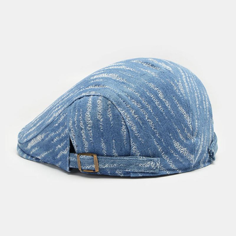 Miesten Denim Baretti Lippalakki Broke Hole Pieni Raita Lyhyt Lim Muoti Aurinkosuojavoide Litteä Hattu Eteenpäin Lippalakki