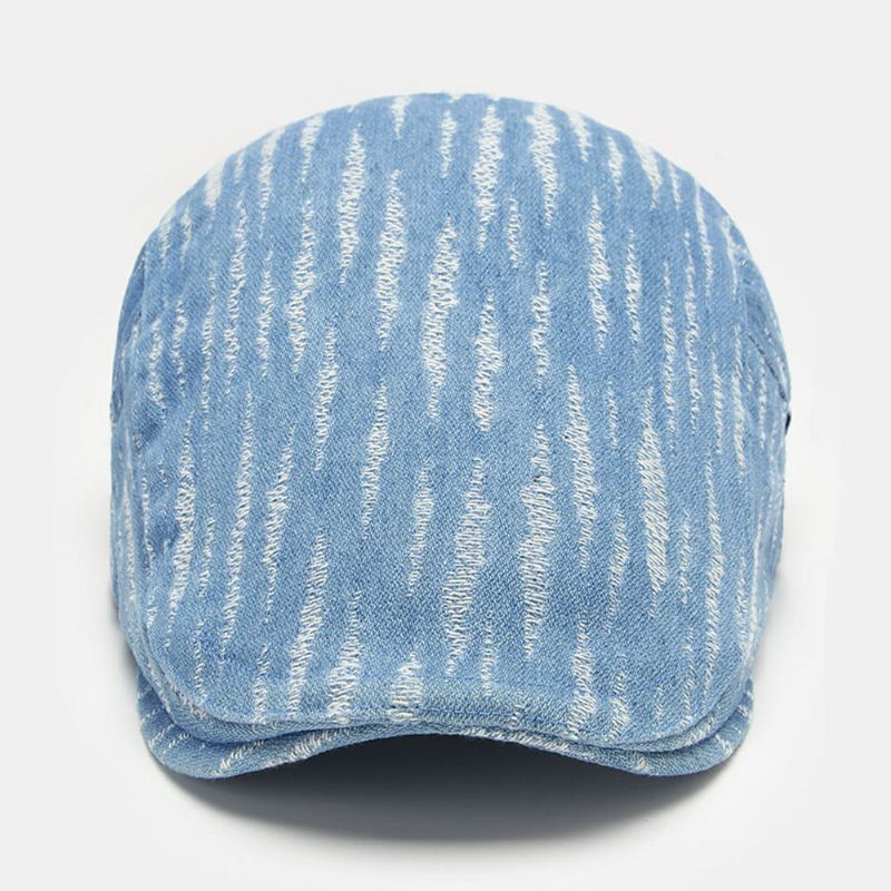 Miesten Denim Baretti Lippalakki Broke Hole Pieni Raita Lyhyt Lim Muoti Aurinkosuojavoide Litteä Hattu Eteenpäin Lippalakki