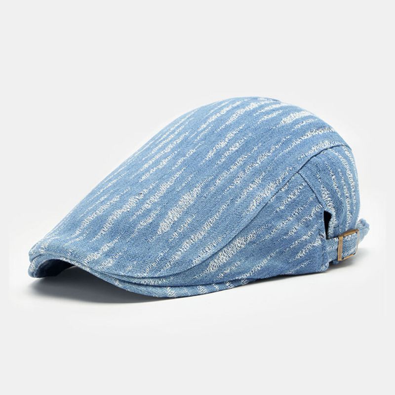 Miesten Denim Baretti Lippalakki Broke Hole Pieni Raita Lyhyt Lim Muoti Aurinkosuojavoide Litteä Hattu Eteenpäin Lippalakki
